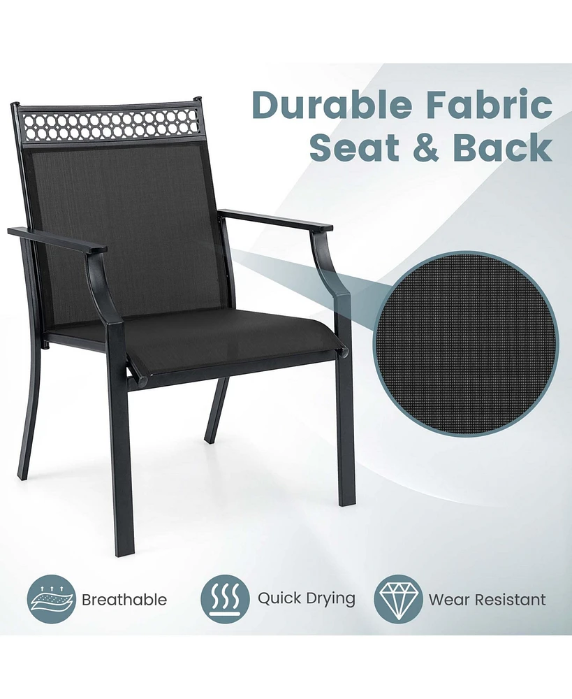Patio Chairs Set of 2 with All Weather Breathable Fabric High Backrest