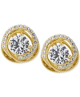 Lab Grown White Sapphire Love Knot Stud Earrings (1-1/2 ct. t.w.) in 14k Gold-Plated Sterling Silver