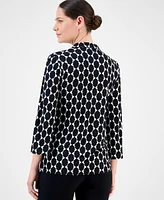 Jm Collection Petite Geo-Print Johnny-Collar Tunic, Exclusively at Macy's