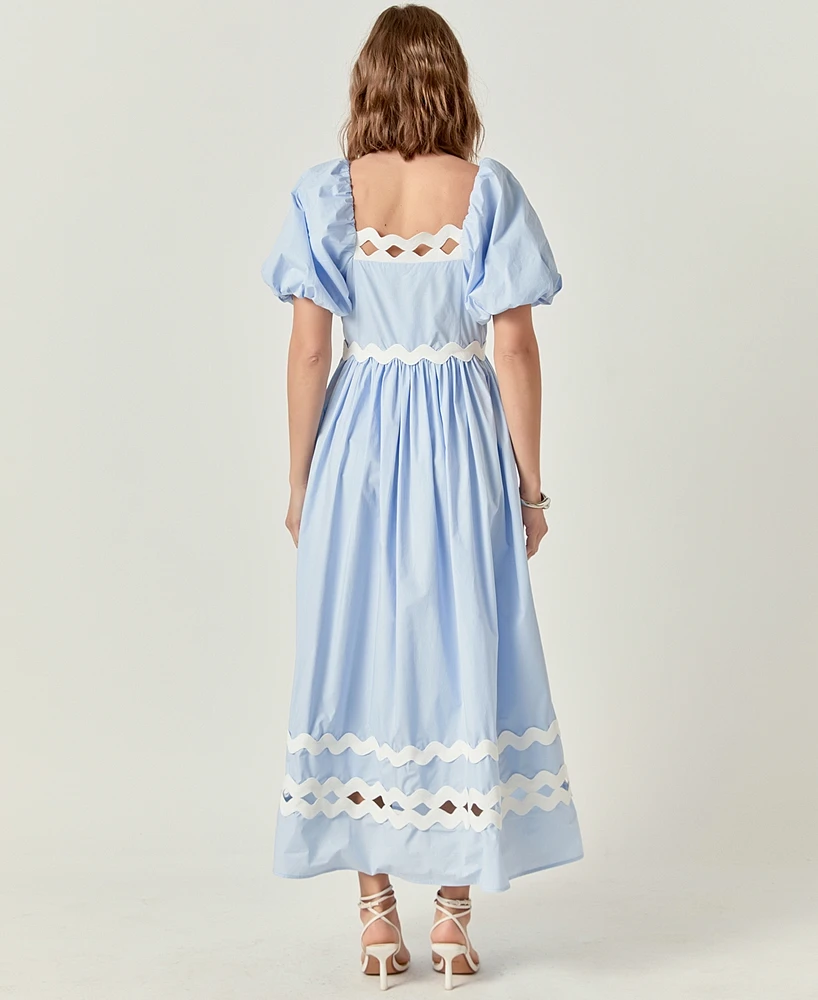 English Factory Women's Scallop-Trim Cotton Midi Dress