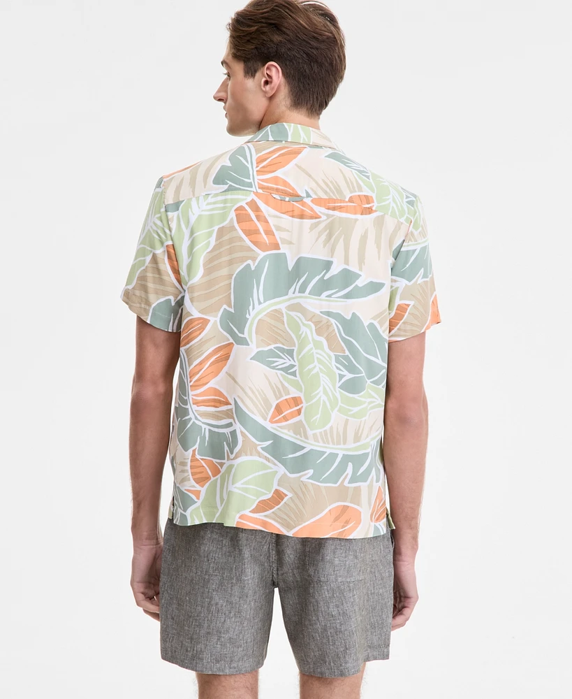 Sun + Stone Men's Cutler Leaf Print Camp Shirt