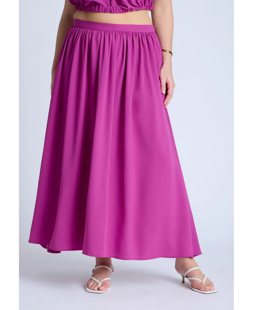 Eloquii Women's Flowy Printed Maxi Skirt