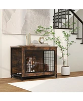 Dog Crate Furniture with Double Lockable Doors and Removable Pull-Out Tray