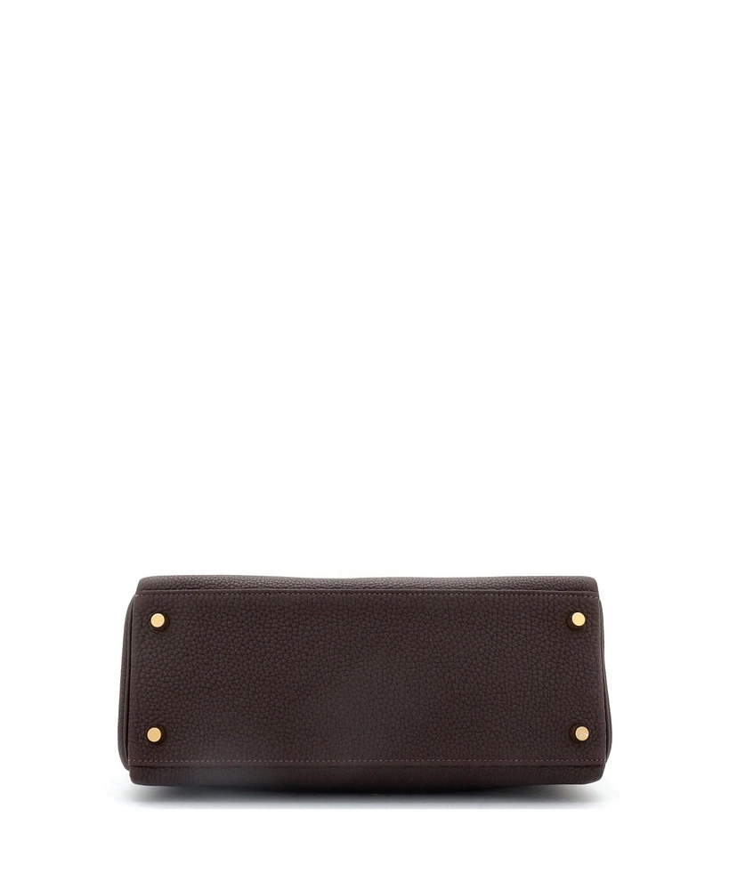 Pre-Owned Hermes Kelly 28 Handbag Brown Togo with Gold Hardware