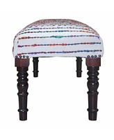 Chevron Stripe Upholstered Bench with Legs for Living Room or Entryway