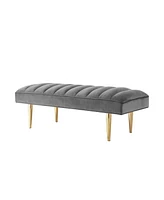 Upholstered Velvet Bench – Modern Accent Seating with Plush Cushion for Bedroom or Entryway