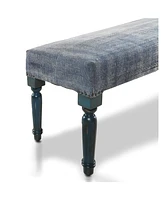 Abstract Design Upholstered Bench with Legs for Living Room or Entryway
