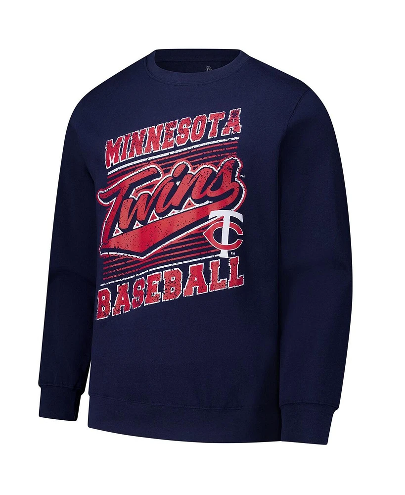 Stitches Men's Navy Minnesota Twins Lightweight Crew Sweatshirt