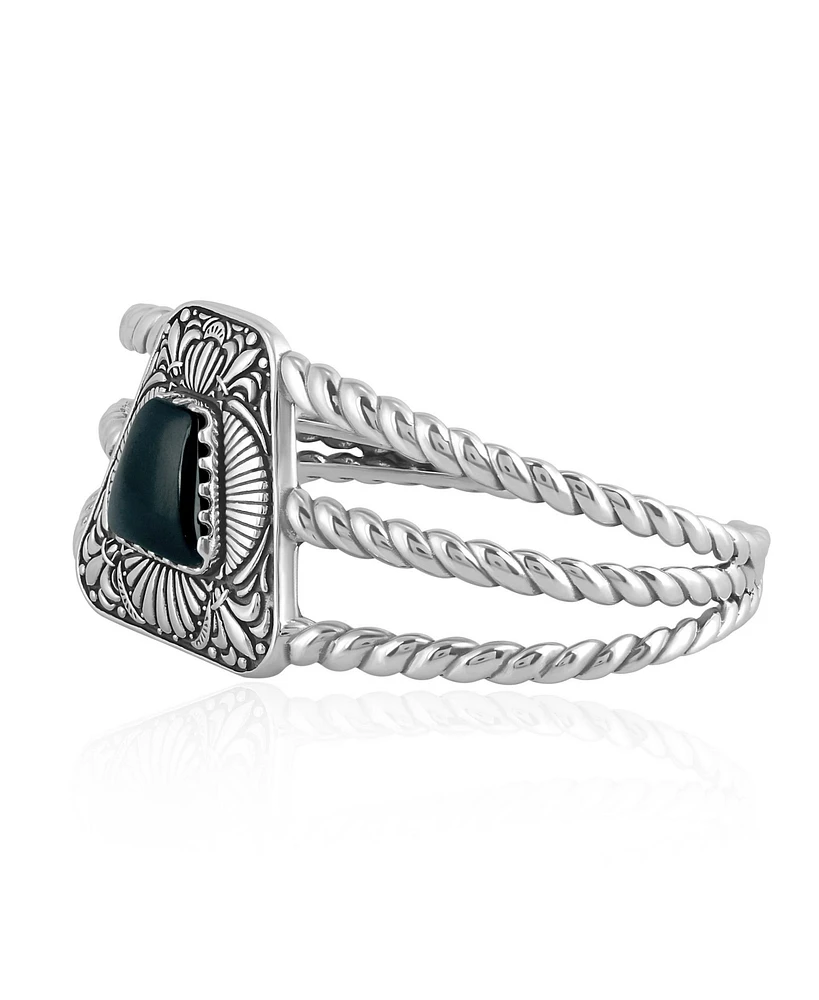 Sterling Silver Black Onyx Trapezoid Cuff Bracelet