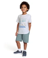 Calvin Klein Toddler and Little Boys Scenic Logo Short Sleeve Tee Twill Shorts, 2-Piece Set