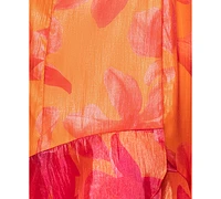 Xscape Women's Printed Flutter-Sleeve Ruffle-Trim Dress