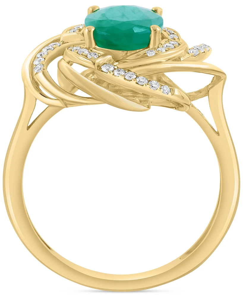 Effy Emerald (1-1/2 ct. t.w.) & Diamond (1/6 ct. t.w.) Spiral Statement Ring in 14k Gold