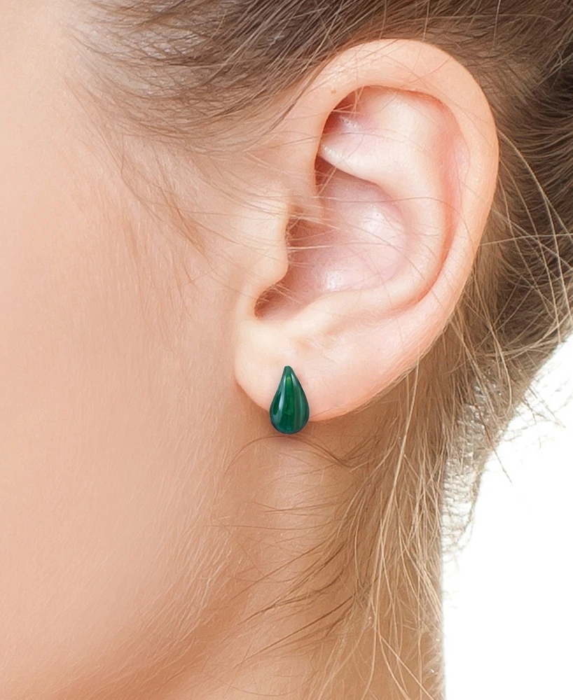 Effy Malachite Fancy-Cut Curved Teardrop Stud Earrings in 14k Gold