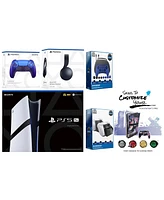 Sony Playstation 5 Pro Bundle with Black Pulse Headset, Extra Starlight Blue Controller, Gamer Kit, Dual Charge Dock and MightySkins Decal Voucher