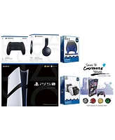 Sony Playstation 5 Pro Bundle with Black Pulse Headset, Extra Starlight Blue Controller, Gamer Kit, Dual Charge Dock and MightySkins Decal Voucher