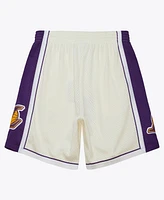 Mitchell & Ness Men's Cream Los Angeles Lakers 2009/10 Hardwood Classics Team Color Swingman Shorts