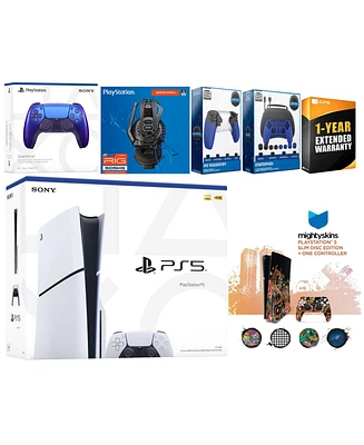 Sony Playstation 5 Slim Disc with Extra Controller, Plantronics Headset, Gamer Kit, Trigger Kit and MightySkins Decal Voucher + 1 Year Cps Extended Wa
