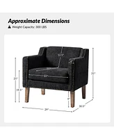 Transitional Ulysses Armchair with Solid Wood