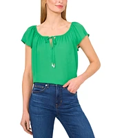 CeCe Women's Round-Neck Flutter-Sleeve Blouse