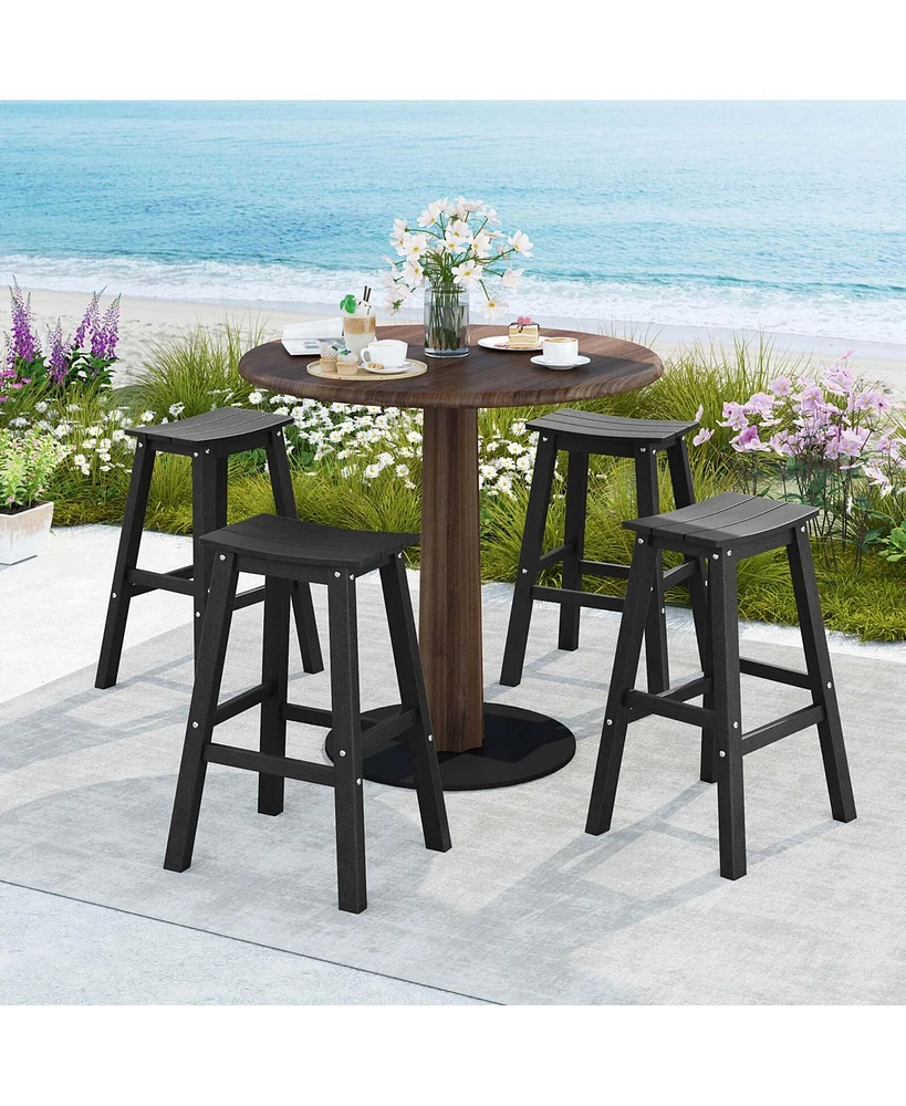 29" Patio Bar Stool Set of 2 with Curved Seat & Footrests for Backyard Outdoor