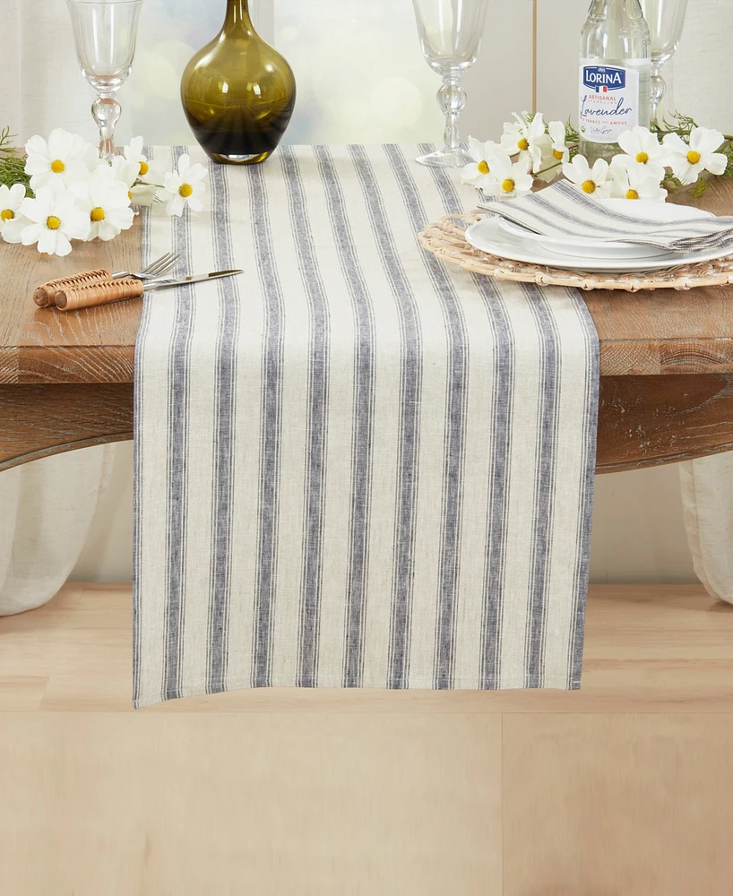 Saro Lifestyle Classic Striped Pure Linen Table Runner, 16" x 72"