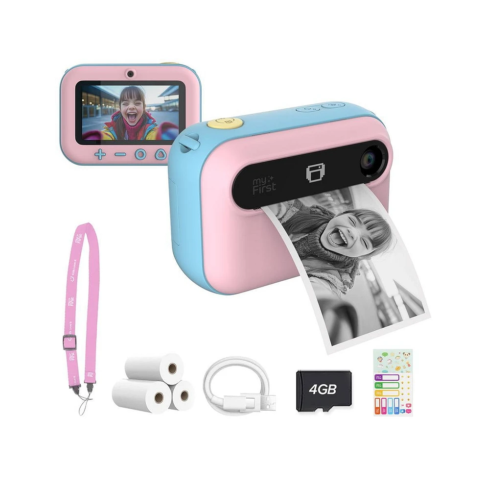 New myFirst Camera Insta 20 (Cotton Candy) Kids Instant Print Digital Camera with 16MP Photo, 1080P Video, Selfie Lens, Thermal Ink-Free Printing, Sup