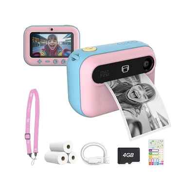 New myFirst Camera Insta 20 (Cotton Candy) Kids Instant Print Digital Camera with 16MP Photo, 1080P Video, Selfie Lens, Thermal Ink-Free Printing, Sup