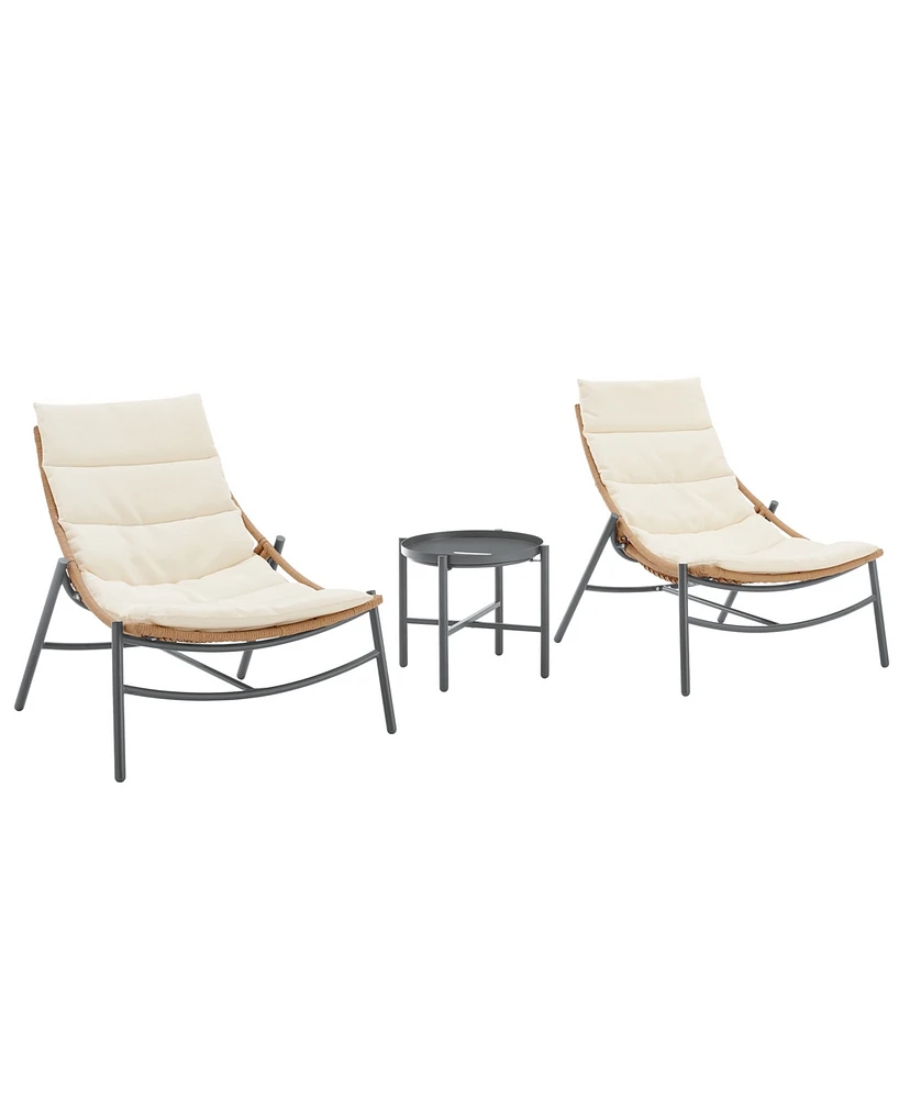 Manhattan Comfort 30.7" Metal Sunset Modern Upholstered Patio Conversation Set