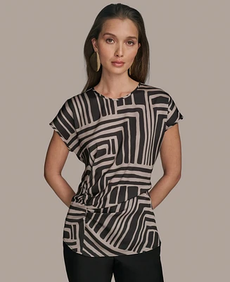 Donna Karan New York Women's Cap-Sleeve Printed Top