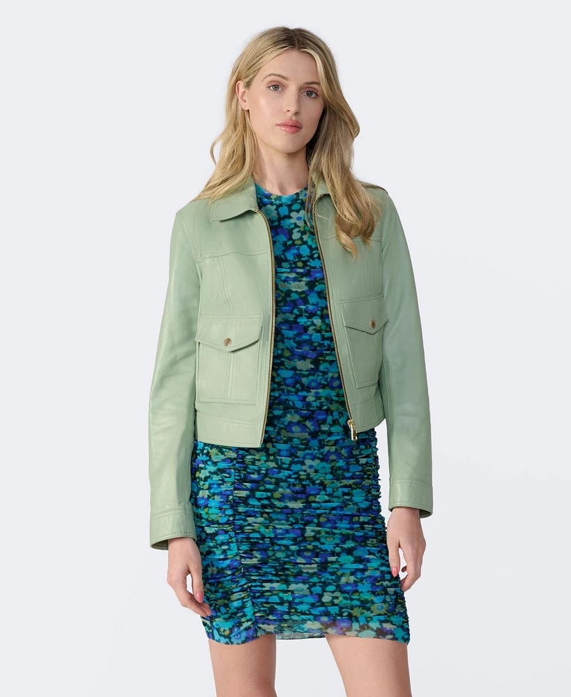 Furniq Uk Women's Bomber Leather Jacket, Created for Macy's