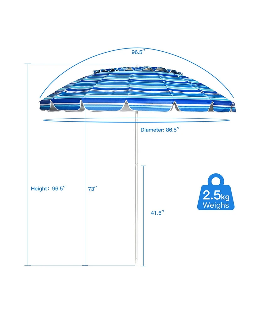 Gymax 8ft Beach Umbrella Outdoor Patio Garden w/ Carrying Bag Sand Anchor