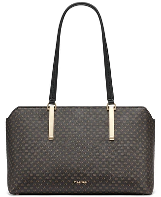 Calvin Klein Lori Mini Signature Top Zipper Tote Bag