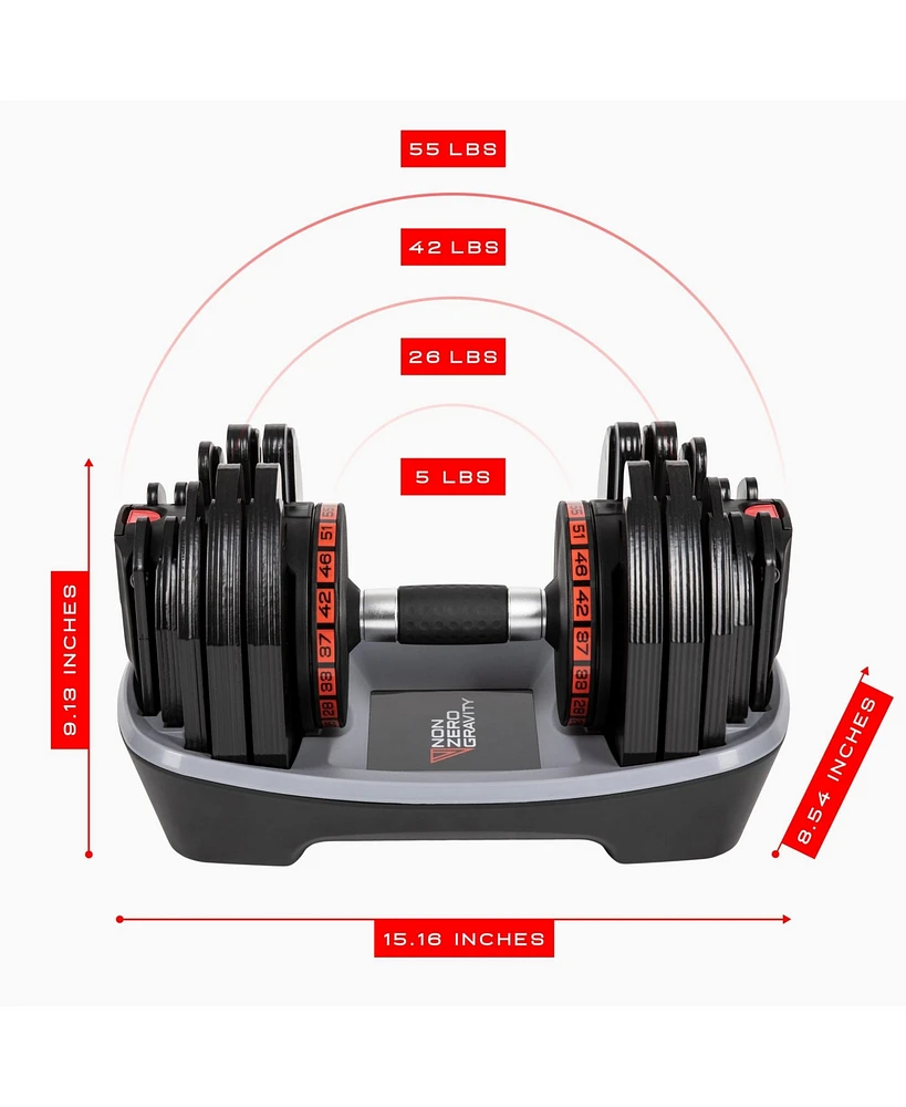 Nonzero Gravity PowerDyne Adjustable Dumbbell Weights (Coal 55lbs (Set of 2))