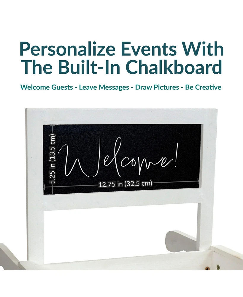 3-Tiered Fir Wood Plant Stand with Chalkboard - 44.25” H - White