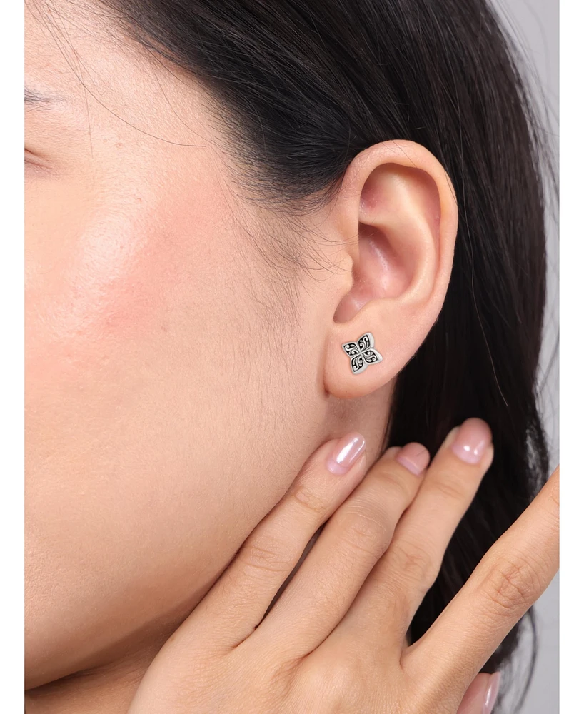 Devata Clover Filigree Stud Earrings in Sterling Silver