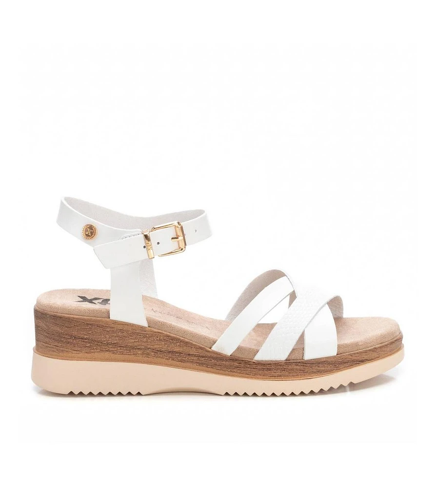 Women's Criss Cross Straps Low Wedge Sandals By Xti