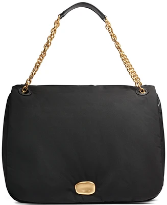 Donna Karan New York Crepe Large Nylon Shoulder with Chain Strap