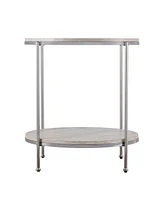 Wood and Iron Rectangular End Table with Shelf for Living Room or Bedroom