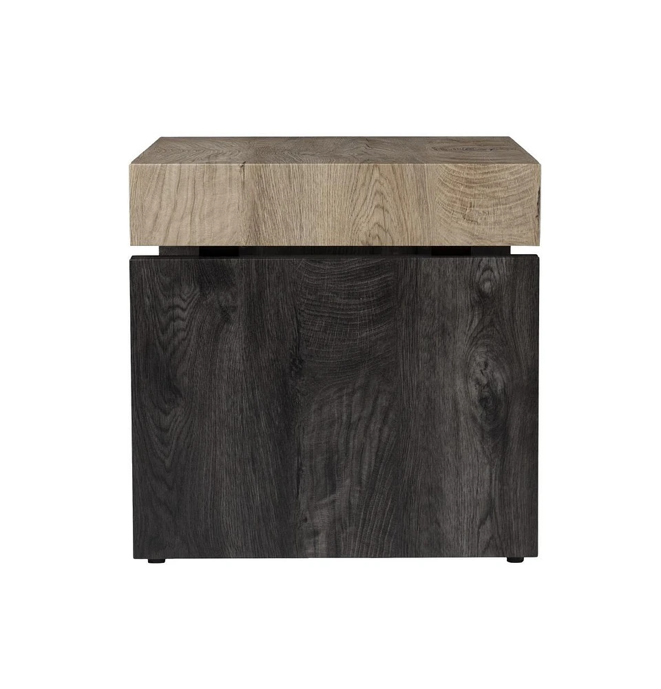 Square Wood and Iron End Table for Modern Living Room or Office