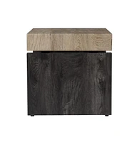 Square Wood and Iron End Table for Modern Living Room or Office