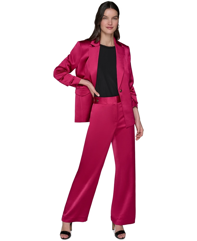 Karl Lagerfeld Paris Women's Satin Scrunched-Sleeve Jacket