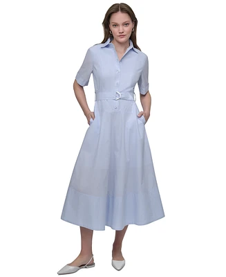 Dkny Jeans Women's Dropped Waist Button-Front Collared Dress