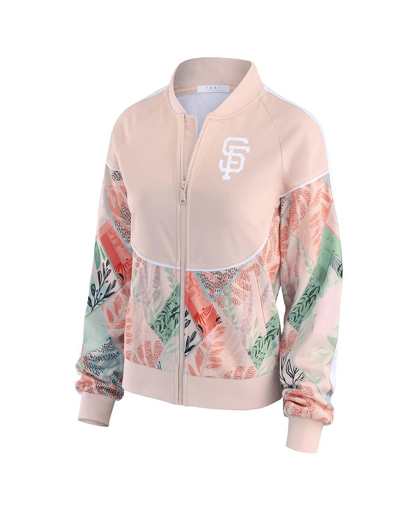 Wear by Erin Andrews Women's Sand San Francisco Giants Raglan Full-Zip Track Jacket