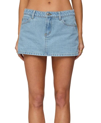 Edikted Women's Eyelet Bows Denim Mini Skirt