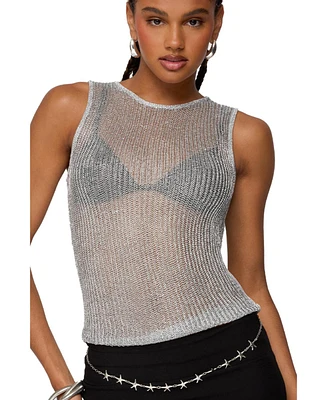 Edikted Women's Amalya Shiny Sheer Knit Top