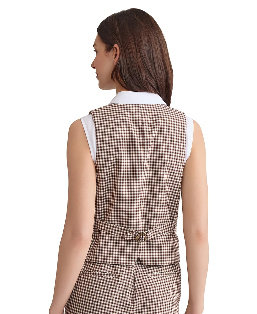 Jones New York Women's Check-Print Button-Front Vest