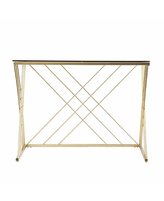 40" Clear and Gold Glass Writing Desk