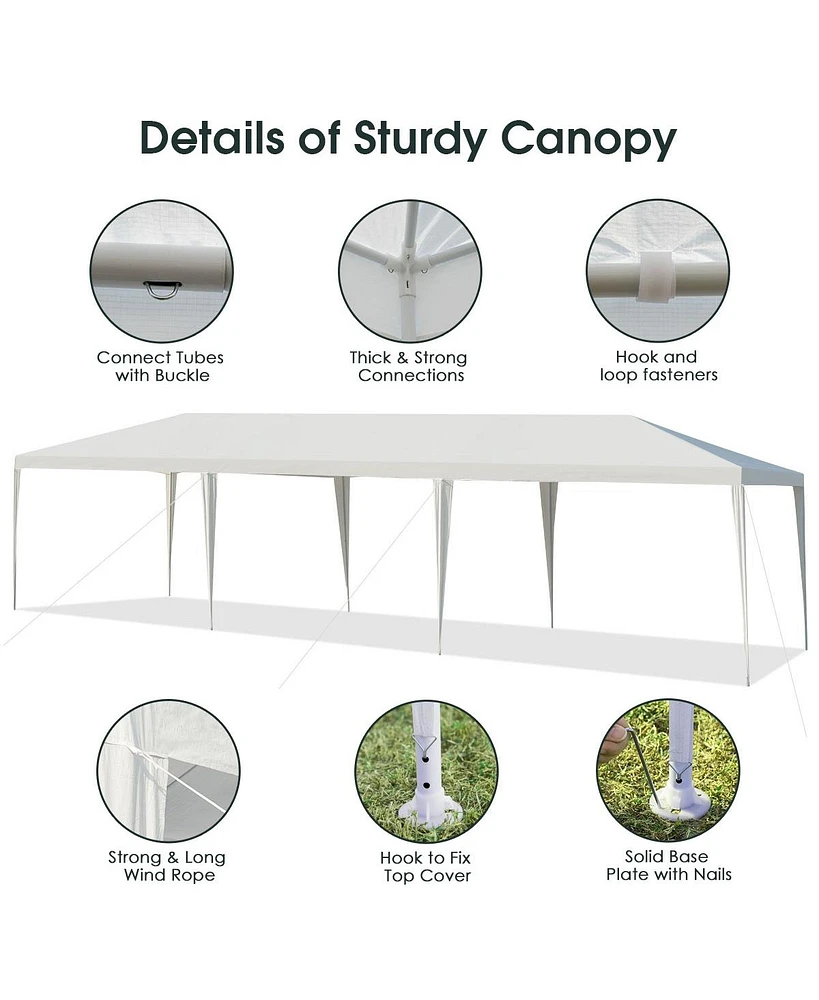10 x 30 Feet Gazebo Canopy Tent with Connection Stakes and Wind Ropes