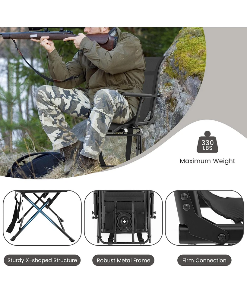 Foldable Swivel Patio Chair with Armrest and Mesh Back