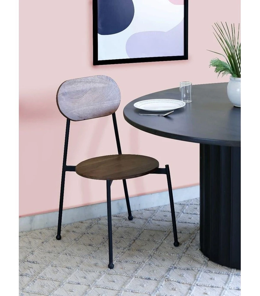 Set of Two Metal and Wood King Louis Back Dining Side Chairs